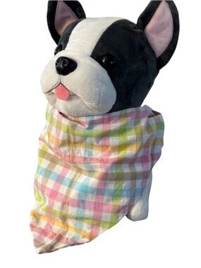 Peeps Bunny and plaid reversible Dog Bandana NEW handmade slides thru collar